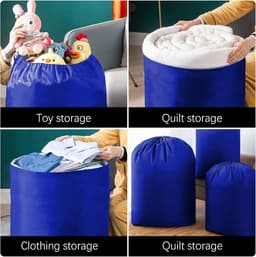 Waszakken, trekkoord, opvouwbare waszak, waszak, 70 x 115 cm, 2 stuks, blauw — thumbnail 3