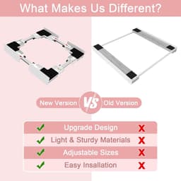 SnelShoppen - Universele Stacking Kit voor Wasmachine en Droger, Verstelbare Montageframe Set voor 46-66 cm, Duurzaam Kunststof en RVS, Inclusief Ratc — thumbnail 3