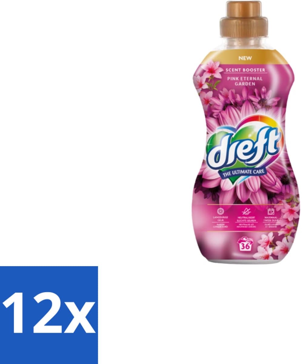 12 x Dreft – Pink Eternal Garden – Vloeibare Geurbooster – 720 ml – 36 wasbeurten - Wasmiddel Poeder - Frisheid Was - Kleurbescherming - Vezelbescherming - Anti-kreukwerking — afbeelding 1