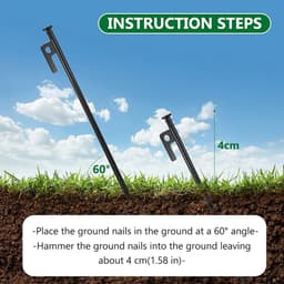 Grondanker - Zwart - 30 cm - Metalen Stalen Tentharingen met Haak - Voor Camping en Outdoor Gebruik — thumbnail 3