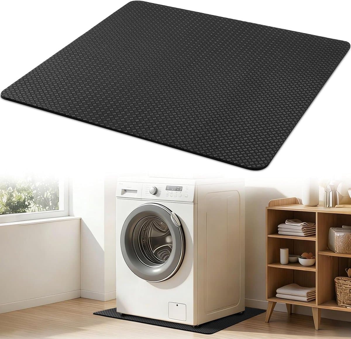 Wasmat – 60x60 cm – Antivibratie – PU – Dubbelzijdig Antislip – Geluiddempend – Voor Wasmachine & Droger — afbeelding 1