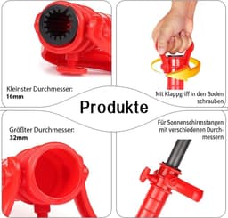 Parasolhouder voor balkon - Zwart - Kunststof Grondanker - Universele Parasolhouder voor Buitengebruik — thumbnail 3