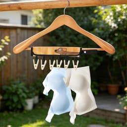 Opvouwbare waslijn - Reishanger met clips - Kleding drogen - Ruimtebesparend ontwerp - 386 x 192 cm - Bruin — thumbnail 2