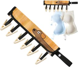 Opvouwbare waslijn - Reishanger met clips - Kleding drogen - Ruimtebesparend ontwerp - 386 x 192 cm - Bruin — thumbnail 5