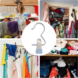 Wasknijpers met Haak - Klemmen Hangers - Kleding Drogen - Roestvrij Staal - 10 Stuks - Zilver — thumbnail 3
