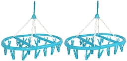 Droogcarrousel/droogmolen blauw met 20 knijpers 41 x 32 cm - Droogrek/Droogmolen/Wasrekje — thumbnail 2
