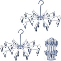 Pack of 2 favourite materials, foldable with 20 clips, 360 degree rotation, for clothes, scarves and towels, suitable - ShopVlot — thumbnail 1