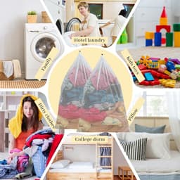 SnelShoppen - Netwaszakken 60x90cm, 2 Stuks Mesh Waszakken voor Ondergoed, Sokken, Babykleding, Duurzame Wasmachine Tas, Herbruikbare, Fijne Trekkoord — thumbnail 5