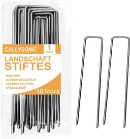 SnelShoppen - Pack van 50 grondankers/peggen, roestvrij, grondankers voor tuinvlies, onkruidvlies, schutting & tent, 150/200 mm x 40 mm x 2,5 mm, stev — thumbnail 1