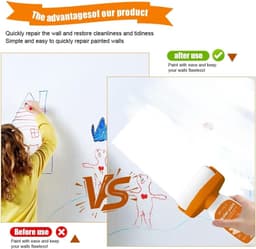 Witte wandverf reparatieverf 500 g voor muurreparatie, muurkrassen en graffiti met verfroller en rolborstel — thumbnail 2