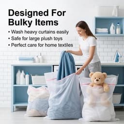 Wasnet voor wasmachine - 3 stuks, 60 x 60 cm, fijnmazig waszak voor delicate kleding, blouses en beddengoed, ideaal voor reisopslag en bescherming tijdens het wassen — thumbnail 3
