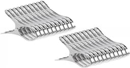 20 stuks handdoekklemmen van roestvrij staal, strandhanddoekklemmen, handdoekklemmen strandligstoel, wasknijpers mand, opening 5 cm, zilver, roestvrij — thumbnail 1