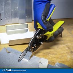 rechte plaatschaar - Inductiegeharde Cr-Mo stalen plaatschaar; ergonomisch mechanisme met één hand voor gipsplatenbouw, carrosseriebouw en plaatbewerking - industriële kwaliteit — thumbnail 3