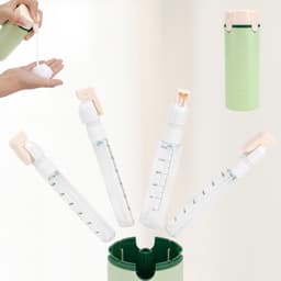 4 in 1 Reis Doseerfles, Lekvrij Herbruikbare Reisflesjes voor Shampoo Lotion Conditioner & Crème Draagbare Toilethouder voor Vakantie & Zakenreis met Etiket (Groen) — thumbnail 4
