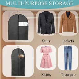Kledingzakken set van 6, 60 x 100 cm, semi-transparante hoes met ritssluiting voor jassen, winterkleding en kledingbescherming — thumbnail 3