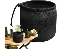 Wasknijperzak - Opbergtas Knijpers - Outdoor Activiteiten - Elastisch Trekkoord - 14 x 16 cm - Zwart