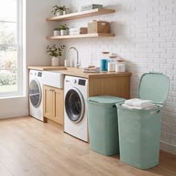 Kunststof wasmand met deksel 57 liter Five® - Blauw - Kunststof — thumbnail 2
