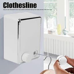 Wandgemonteerd kledingrek uitschuifbaar tot 4,2 m - RVS waslijn voor aan de muur en om kleding op te hangen (wit) — thumbnail 4