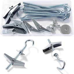 7 Sets M5 Wing Spring Hook, Spring Toggle Wing Bolt Hook, Plafond Gipsplaat Montage Haak, met Zeskant Moeren, Ringen, voor Gipsplaat Holle Wanden Hangende Planten Bevestiging — thumbnail 1