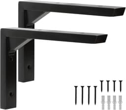 Zwarte Planksteunen 15,5cm - RVS L-vormige Beugels - Triangulaire Versteviging - Sterke Ondersteuning - SnelShoppen — thumbnail 1