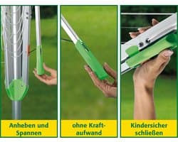 Droogmolen Aluminium - Waslijn Molen - Kleding Drogen - Eenvoudige Eenhandsbediening - 2.1 Meter Spanwijdte - Grijs