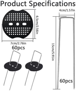 Dailygoods- Grondankers 60 Stuks - Anti-Roest U-Haringen 150 x 40 mm - Grondhaken voor Onkruiddoek - Bevestigingsplaten 6,5 x 7 cm - Betrouwbare Stabiliteit voor Tuin en Terras - Tuinankers — thumbnail 2