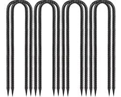 Dailygoods- Grondanker U-vormig 30 cm - 8 stuks - Verzinkt Staal - Tentnagels - Grondpennen - Sterk en scherp - Tentharing