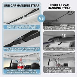 Waslijn voor in de auto - Ophanglijn voor in de auto - Waslijn - Kledingstang voor in de auto - Inclusief 8 karabijnhaken - Auto-accessoires - Geschikt voor de meeste auto's - Zwart - 83-119 cm - Karabijnhaken 4,7 × 2,3 cm — thumbnail 3