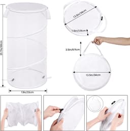 Wasmand - Vouwbare Wasmand - Opbergmand - Waszak - Opvouwbare Wasmand - Mand - Wassorteerder - Kledingmand - Reiswaszak - met handgrepen - Inclusief opbergtas - voor wasruimtes, badkamers, kinderkamers, studentenkamers, op reis - 32*32*60 cm - wit — thumbnail 2