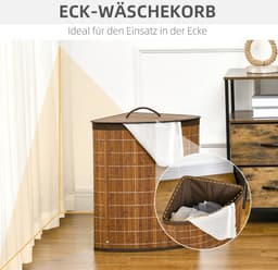 Wasmand/wasmand - 55 liter inhoud - afneembaar deksel - 38 cm x 38 cm x 57 cm - bruin — thumbnail 4