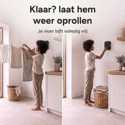 Waslijn Uittrekbaar tot 4,3 m – Waslijndraad met Stalen Kern – Roldrooglijn – Voor Binnen & Buiten – Lijmen of Boren – Zwart — thumbnail 5