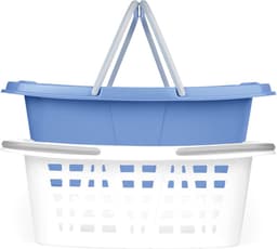 Wasmanden – Set van 2, Compact Nestbaar Ontwerp, Ruimtebesparend, Lange Draaggrepen, Inhoud 26L, Geschatte Afmetingen: 57 x 41 x 21cm, Organiseer, Bewaar & Sorteer Wasgoed — thumbnail 1
