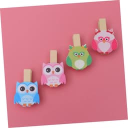 Houten Fotoklemmen - Mini Wasknijpers - Foto's Ophangen - Uil Ontwerp - 8 Stuks - Houtkleur — thumbnail 2