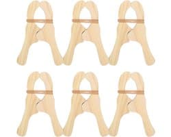Houten Wasknijpers - Kledingknijpers Natuurlijk - Organiseren Knutselen - Robuust Splintervrij - 6 stuks - Natuurlijk Hout