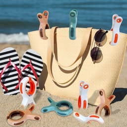 10 stuks grote strandlakenklemmen, 10 cm handdoeklepels voor strandstoelen, handdoekhouder voor zonnebank, winddichte wasklemmen handdoekhouder voor strandstoel — thumbnail 2