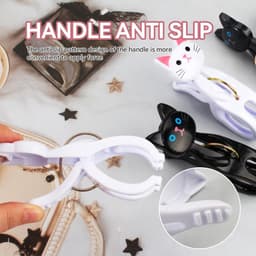 4 stuks handdoekklemmen met kattenmotief voor strandstoel | Schattig design, voor strandlaken en badhanddoek, windbescherming, grote wasknijpers, geschikt voor beddengoed — thumbnail 4
