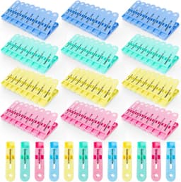 Wasknijpers,4 Kleuren Stevige Wasknijpers Zonder Opdruk Voor Waslijn,Kleine Plastic Klokken Zachte Grip Kleren Pegs Winddicht voor Waslijn of Droogrek — thumbnail 1