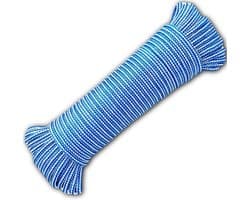 Waslijn Gevlochten - Kledinglijn Touw - Buiten Droge Kleding - Vochtbestendig Materiaal - 4 mm x 20 m - Blauw