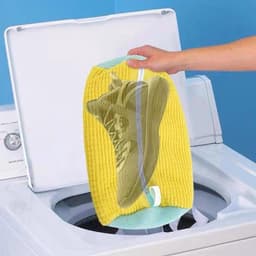 Schoenwaszak voor wasmachine, 2 stuks, dikke schoenwaszak, 360 graden reiniging, herbruikbare waszak met ritssluiting, schoenen, waszak voor netschoenen, sneakers, 39 x 19 cm, geel — thumbnail 5