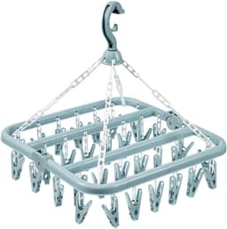 Droogrek voor sokken, droogrek om op te hangen met 32 klemmen, wasrek voor binnen en buiten, ophangen, draaibaar, opvouwbaar, voor sokken, ondergoed en kleine kleding, blauw — thumbnail 1