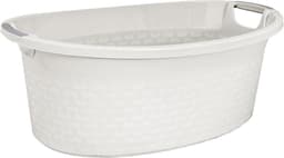 Ovale Waskom - Wasemmer Mand - Wasgoed Dragen - Met Draaggrepen - 60 Liter - Wit — thumbnail 1