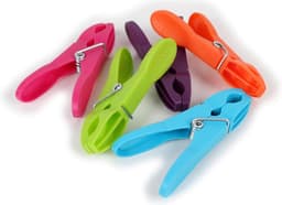 Wasknijpermandje met knijpers - Klemmenhouder mandje - Wassen en drogen - Mand met hanger - 30 stuks - Transparant met kleur — thumbnail 2