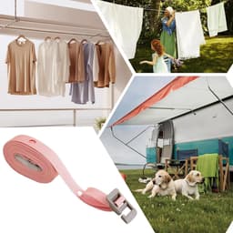 Waslijn Buiten - Droogtouw Camping - Kleding Drogen - Winddicht Ophangsysteem - 3.5 Meter - Roze — thumbnail 5