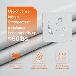 opvouwbare wasmand 95 l met handvat, hangende wasmand met zak en schouderriem, multifunctionele vuile waszak van stof voor reizen of slaapzaal, lichtgrijs — thumbnail 3
