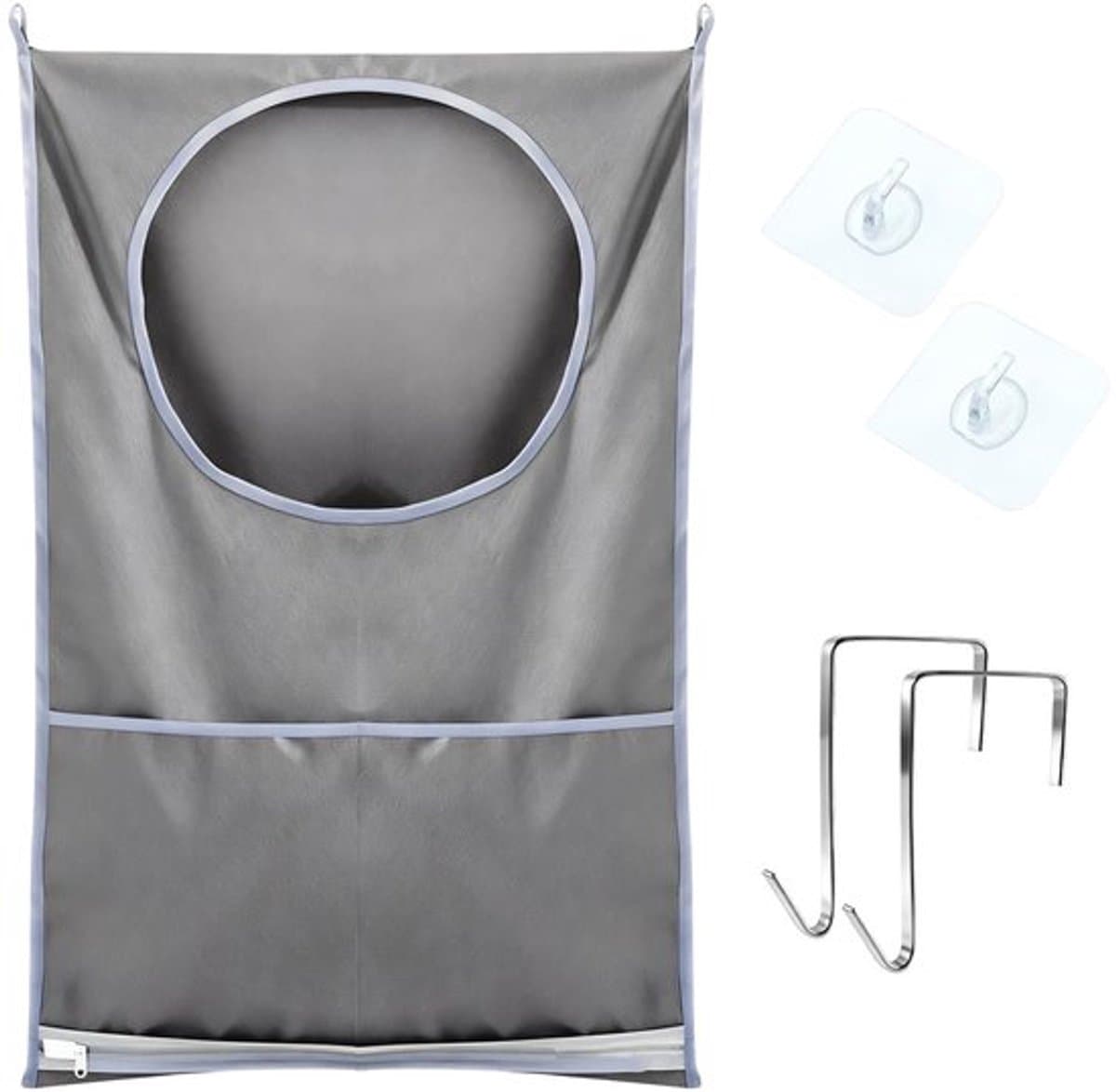 Waszak Ruimtebesparend - Hangende Wasmand - Wasverzamelaar - 2 Zuighaken - 2 Roestvrijstalen Deurhaken - 50x77cm — afbeelding 1