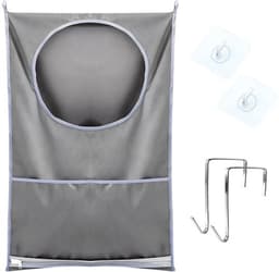 Waszak Ruimtebesparend - Hangende Wasmand - Wasverzamelaar - 2 Zuighaken - 2 Roestvrijstalen Deurhaken - 50x77cm — thumbnail 1