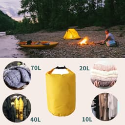 tas, 10, 20, 40, 70, 90 liter, waterdichte zak, ultralichte droogzak, waterdichte watersporttassen voor kajakken, strand, zwemmen, kamperen, wandelen, geel, 70L — thumbnail 5