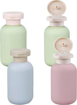 4 stuks reisflessen, reiscontainer, 100 ml, reisfles voor vliegtuig met zelfklevend etiket voor draagbare reisflessen, shampoodispenser voor handen — thumbnail 1