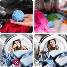 Wasmachine Droger Bal, 6 Pack Wasmachine Wasbal Herbruikbare Wasserij Ballen Drogere Ballen Wasdrogerballen Tijdbesparende Schoonmaakaccessoires Wasdroger Schoon Verzachten Kleding Blauw — thumbnail 3