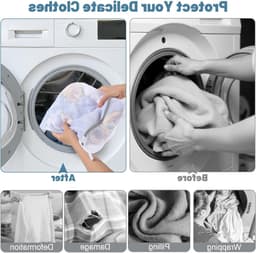 3 Stuks Duurzame Honingraat Mesh Waszakken met Rits voor Delicate Kleding, Herbruikbare Waszakken voor Wasmachine, Ideaal voor Ondergoed, Sokken en Bh's (50x60cm) — thumbnail 2